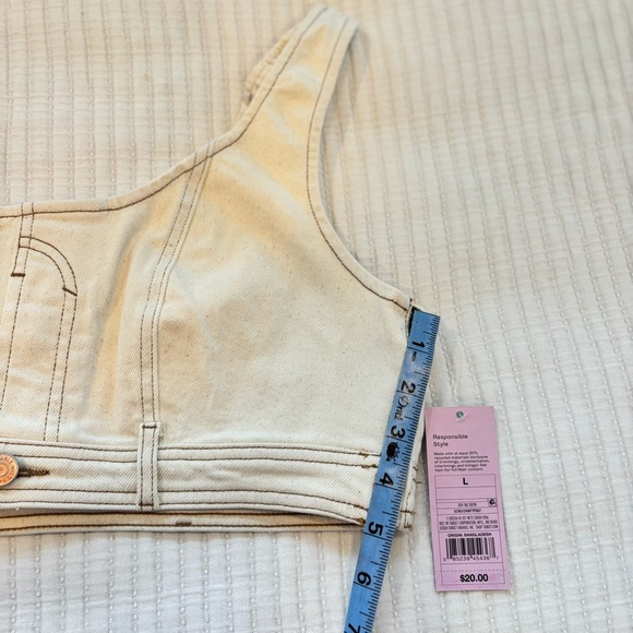 Wild Fable NWT Women's Cream Denim Cropped Tank Top Side Zipper Size L, XL & XXL - Picture 10 of 10